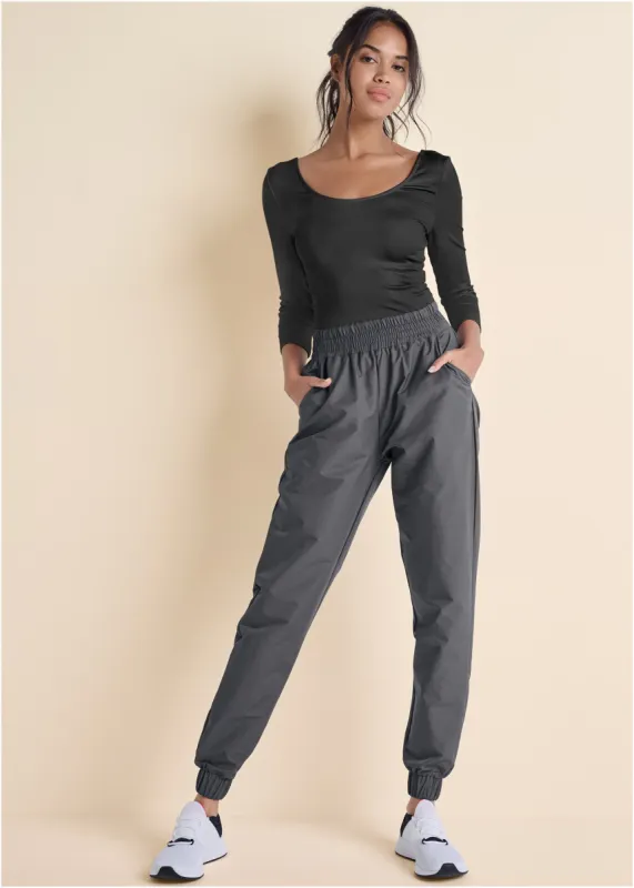 Two-Tone Sport Jumpsuit - Black & Grey sold by VENUS
