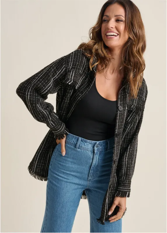 Tweed Shacket - Black Multi sold by VENUS