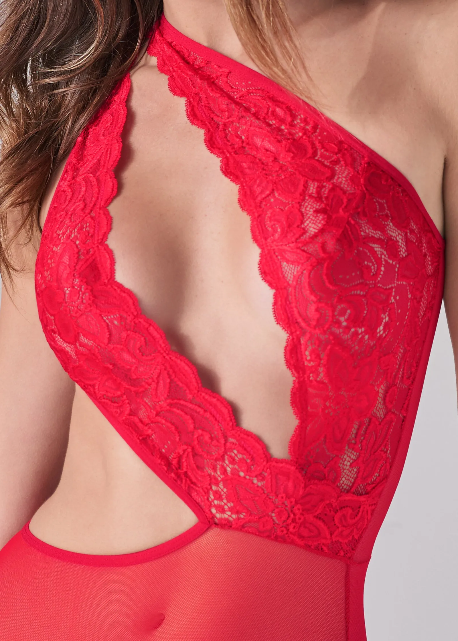 Sheer Lace Cutout Bodysuit - Red sold by VENUS product image thumbnail 3