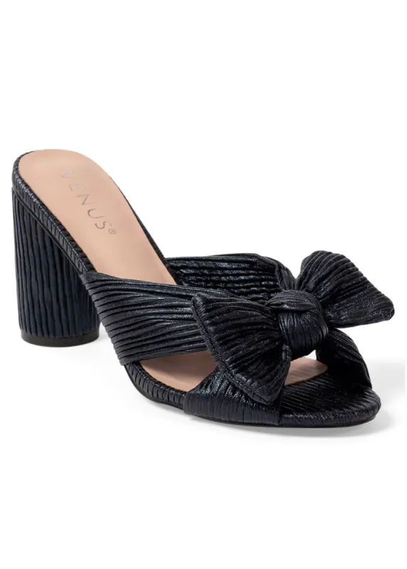 Lizzie Bow Block Heels - Black sold by VENUS