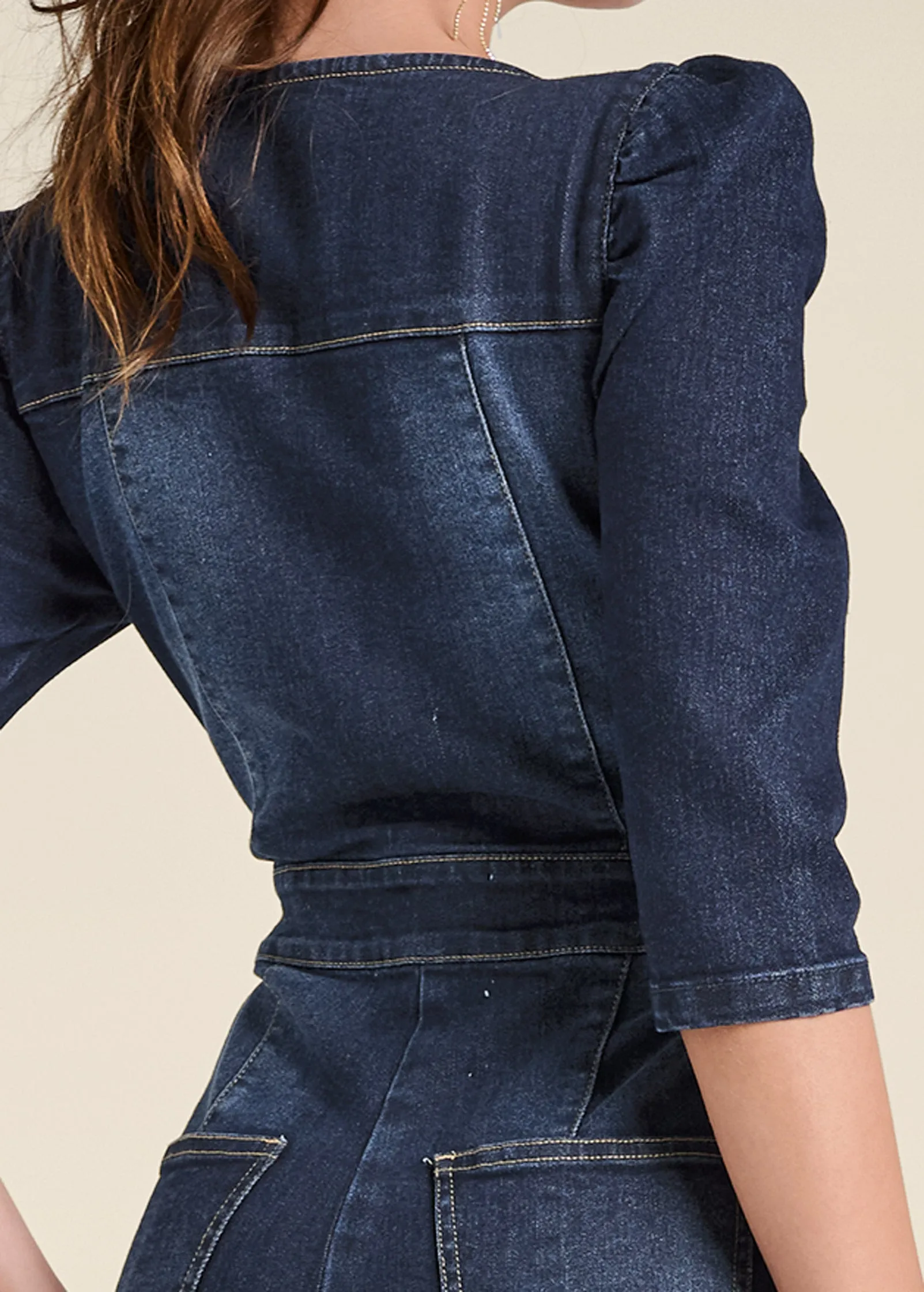 Denim Zip Jumpsuit - Dark Wash sold by VENUS product image thumbnail 4