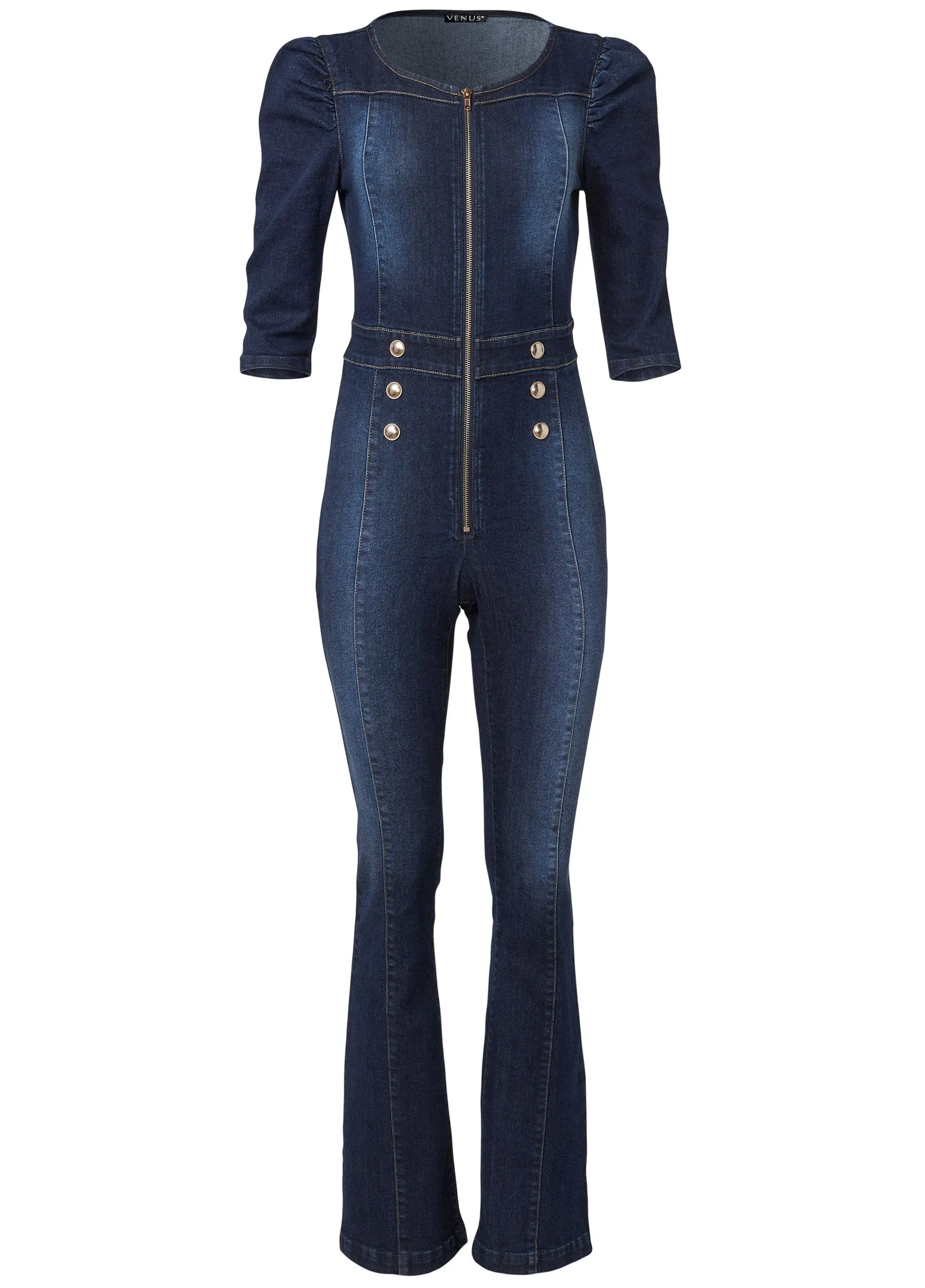 Denim Zip Jumpsuit - Dark Wash sold by VENUS product image thumbnail 5