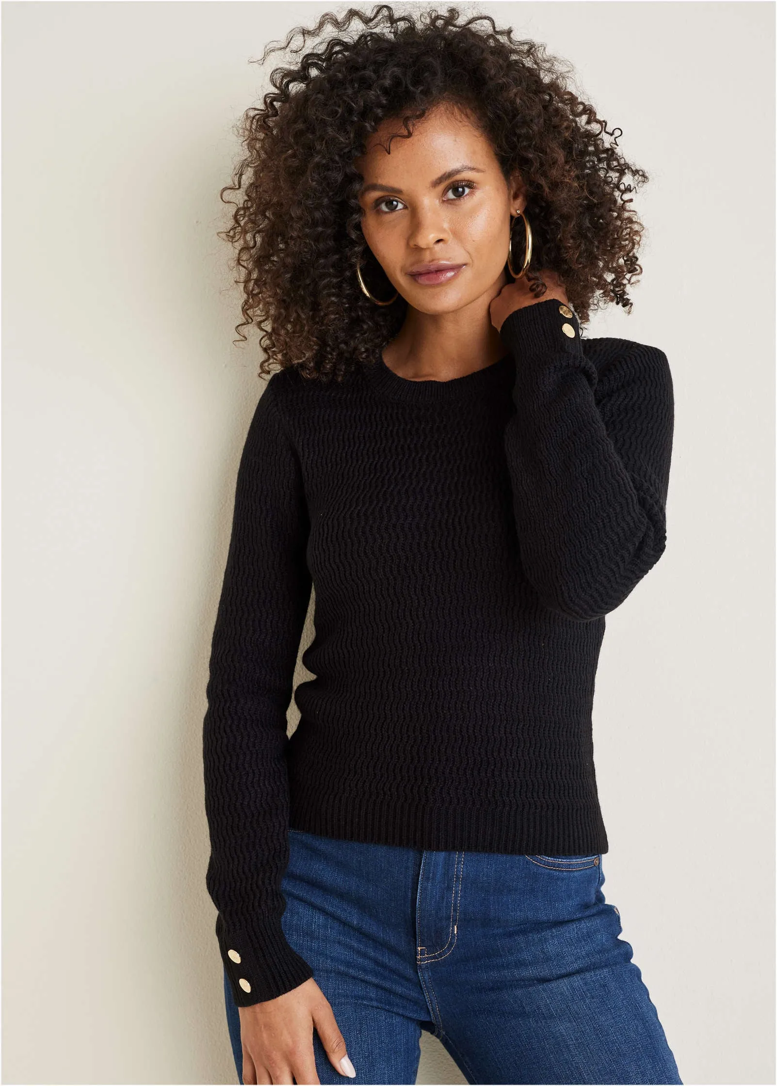 Open Stitch Sweater - Black sold by VENUS