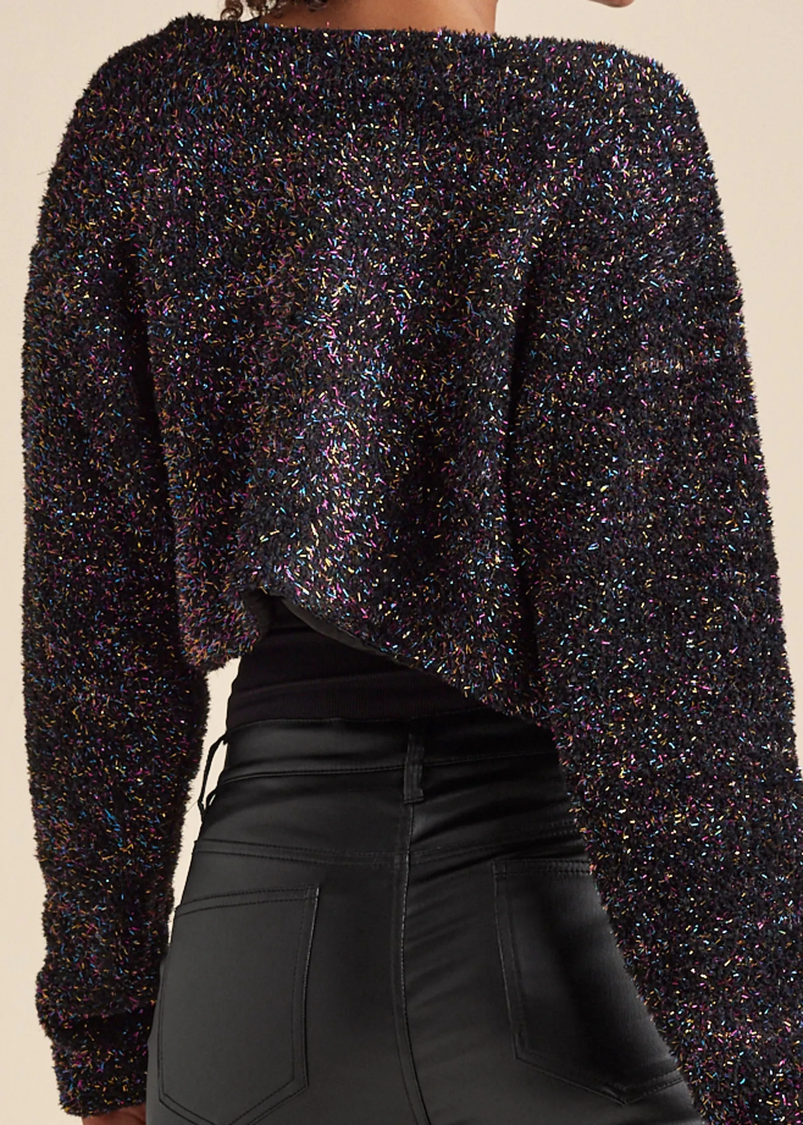 Lurex Cropped Cardigan - Black Multi sold by VENUS product image thumbnail 4