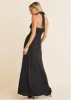 Plunging Knot Maxi Dress - Black sold by VENUS
