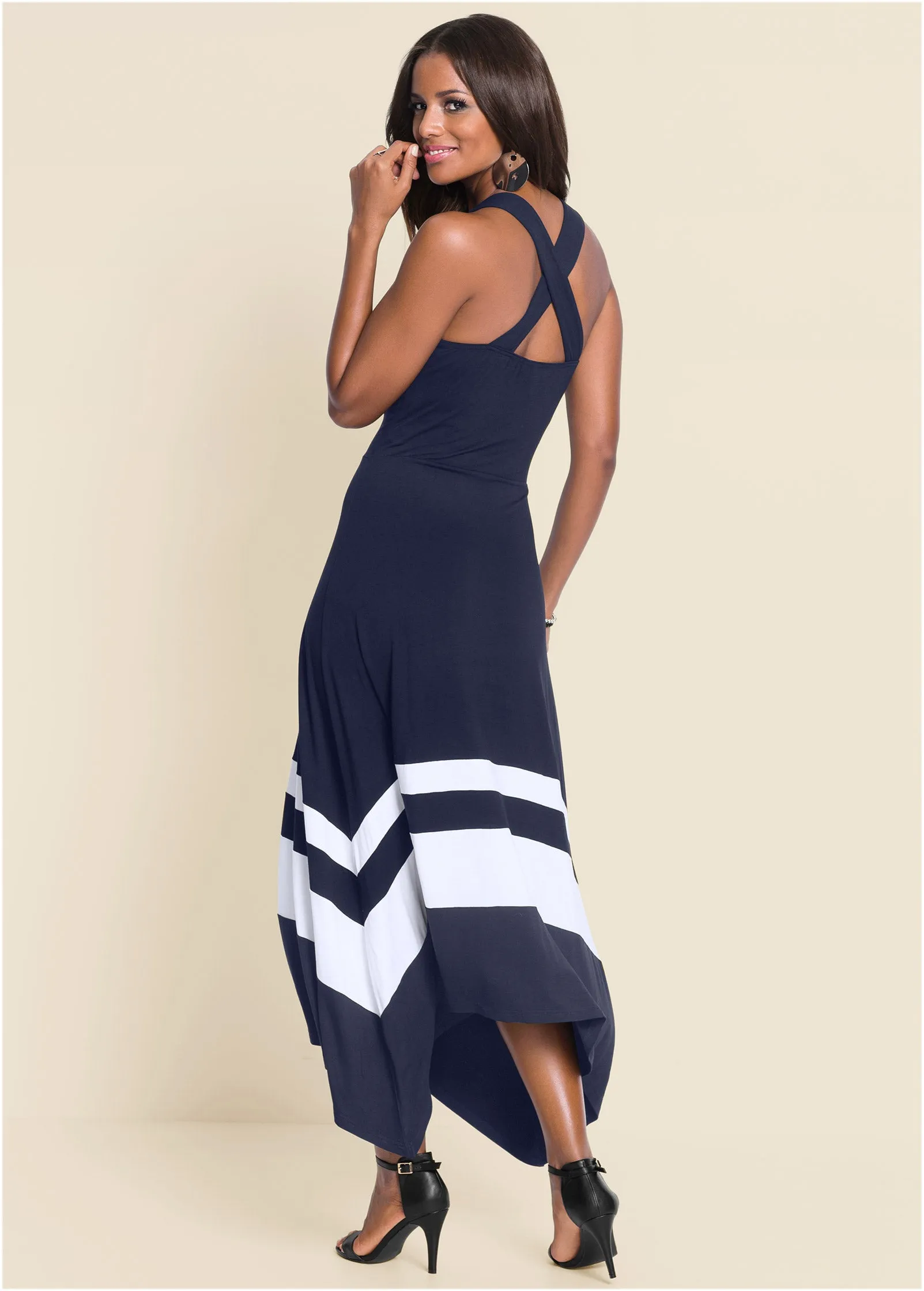 Color Block Maxi Dress - Navy & White sold by VENUS product image thumbnail 2
