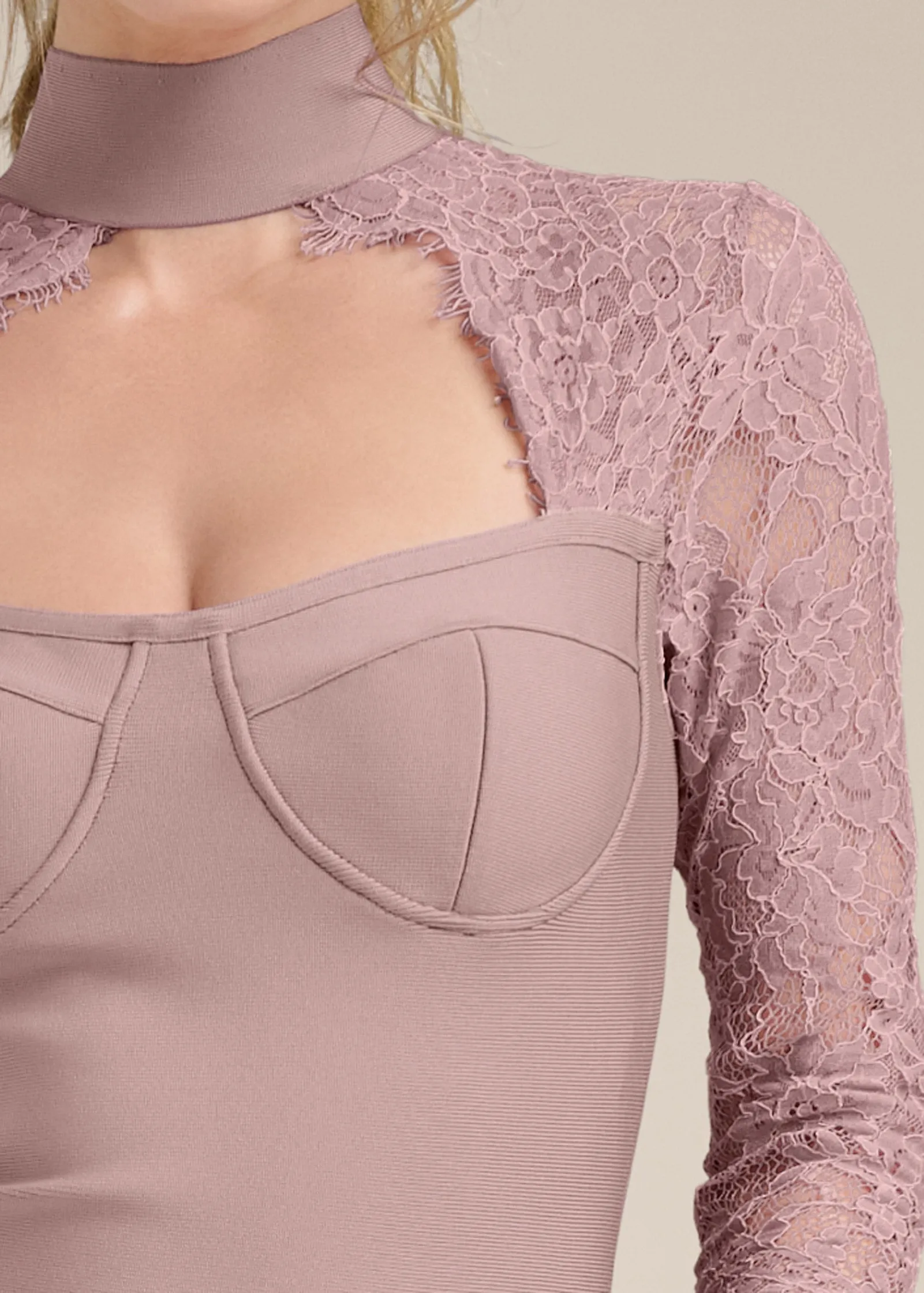 Lace Sleeve Bandage Dress - Tan sold by VENUS product image thumbnail 3