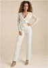 Lace V-Neck Belted Jumpsuit - White sold by VENUS