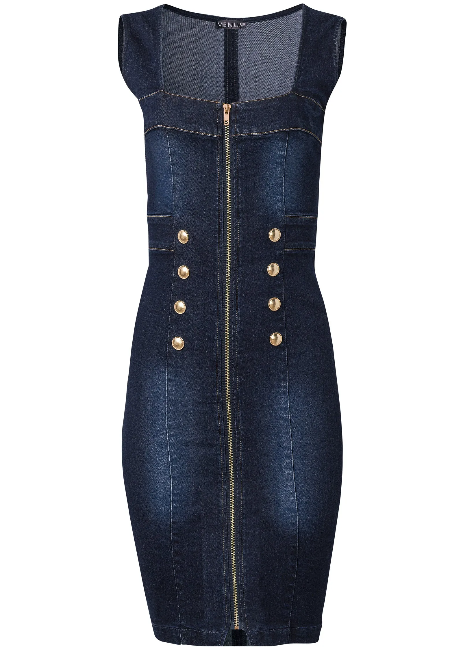Zip-Front Denim Dress - Dark Wash sold by VENUS product image thumbnail 5