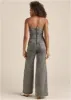 Wide Leg Denim Jumpsuit - Grey Washed Denim sold by VENUS