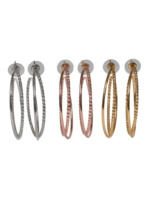 Textured Hoops - Gold Multi sold by VENUS