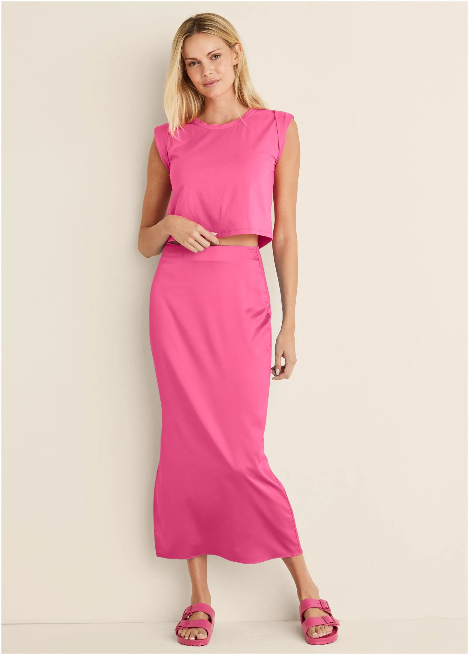 Cap Sleeve Tee - Hot Pink sold by VENUS