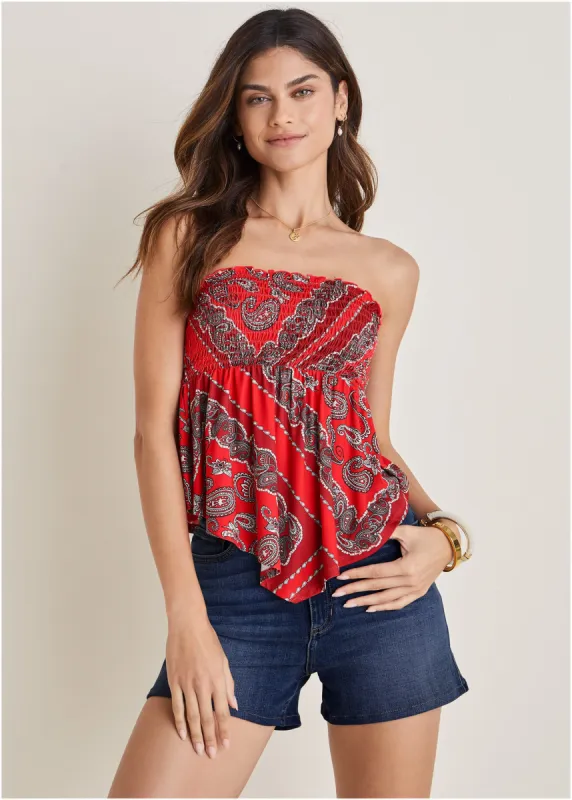 Smocked Bandana Top - Bandana Red sold by VENUS