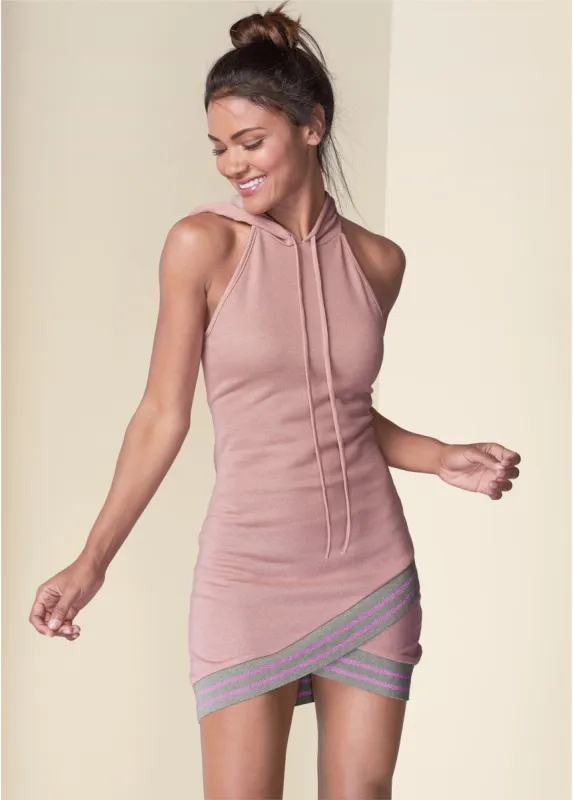 Hooded Detail Dress - Pink made by VENUS