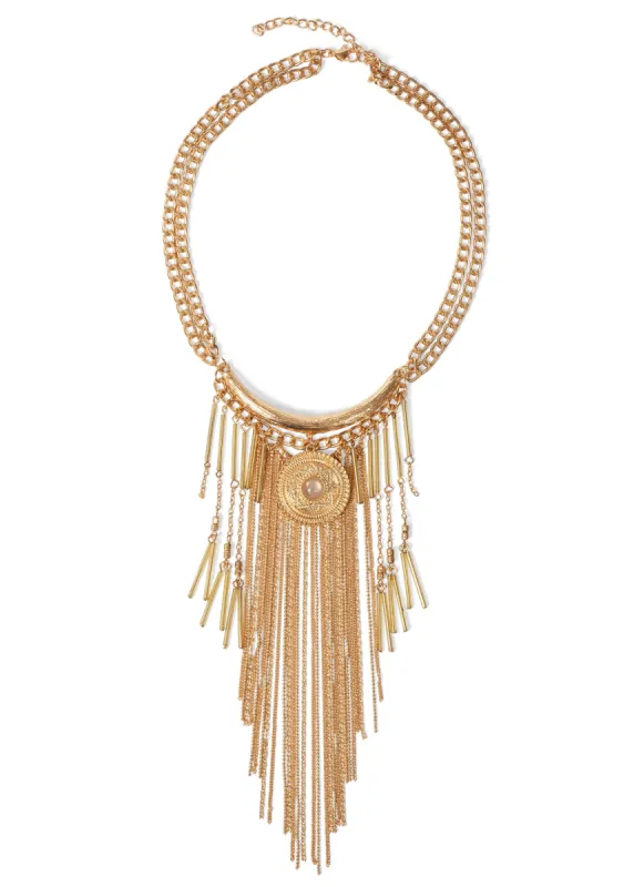 Tassel Beaded Necklace - Gold sold by VENUS