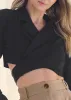 Cropped Wrap Ponte Blazer - Black sold by VENUS
