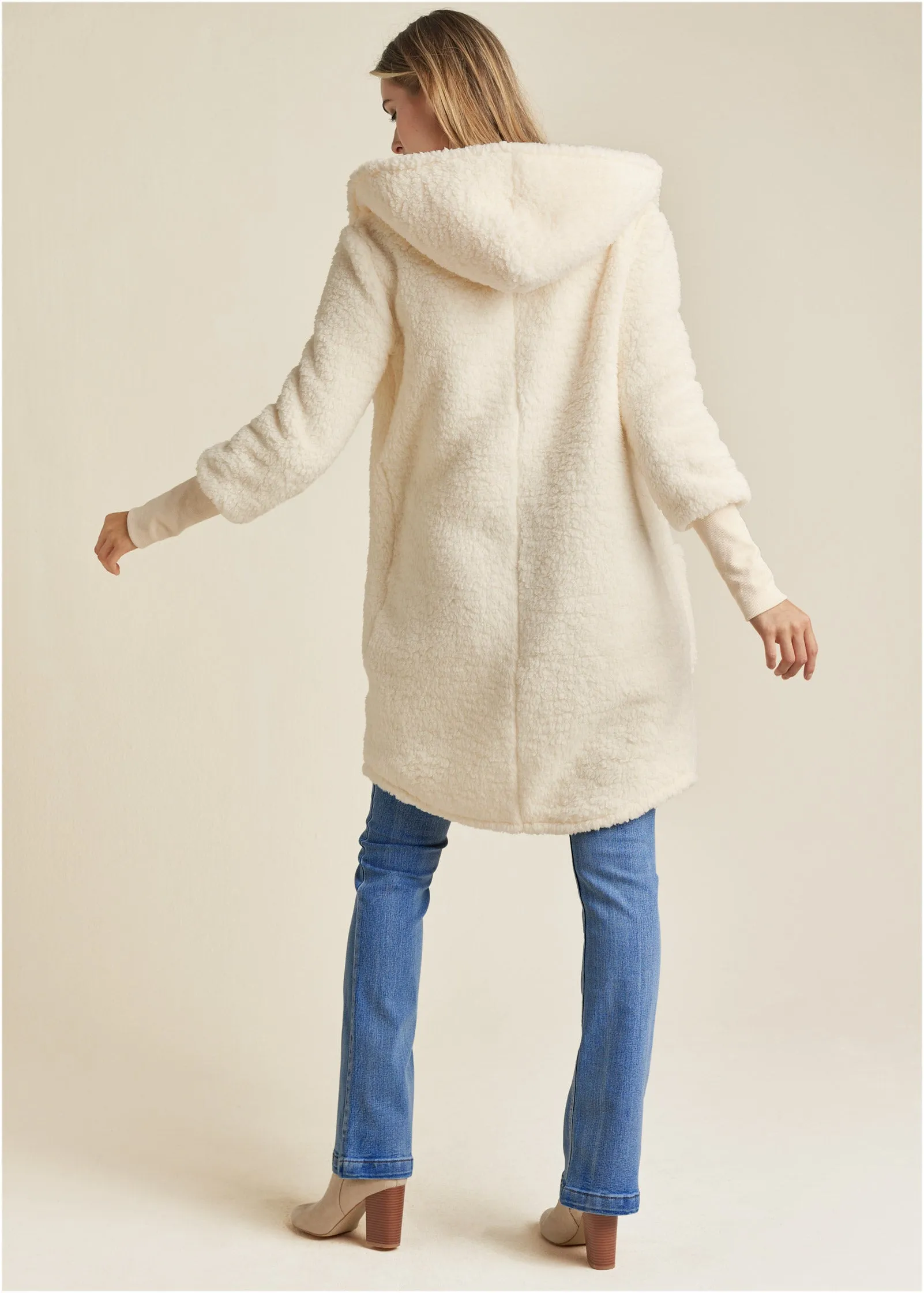 Cozy Sherpa Hooded Jacket - Beige sold by VENUS product image thumbnail 3