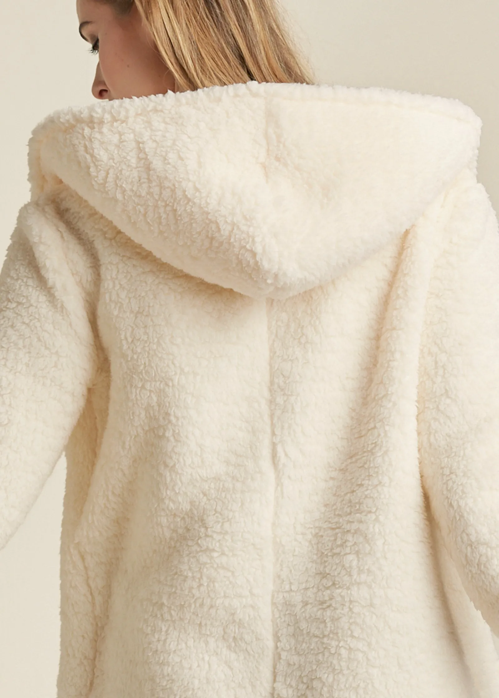 Cozy Sherpa Hooded Jacket - Beige sold by VENUS product image thumbnail 5