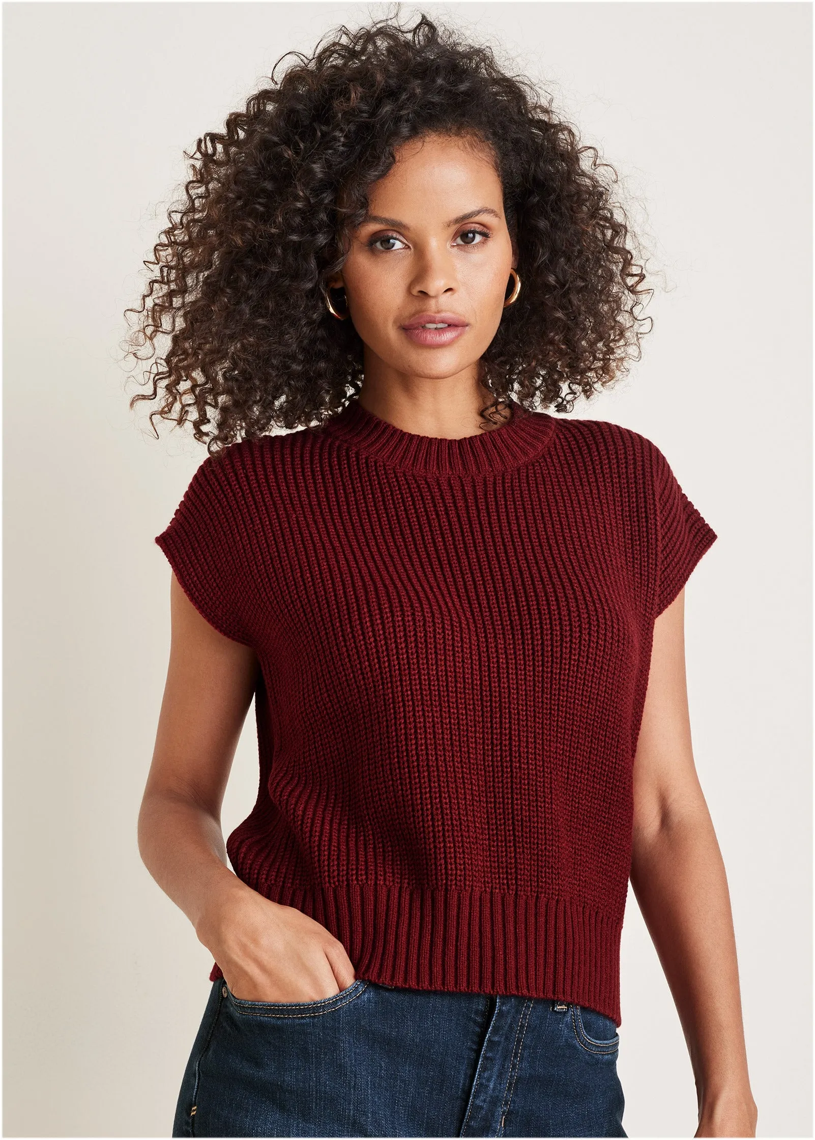 Short Sleeve Vest - Wine sold by VENUS