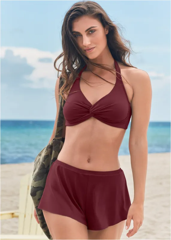 Twist Front Halter Top - Dark Mahogany sold by VENUS