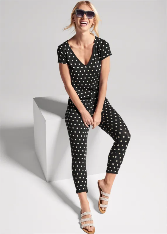 Polka Dot Jumpsuit - Black & White sold by VENUS