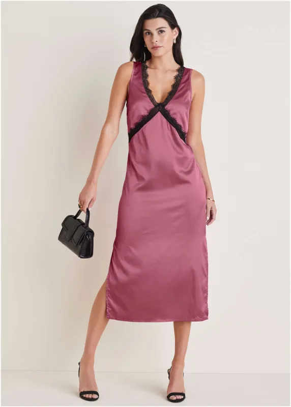 Lace Trim Midi Dress - Heather Rose sold by VENUS