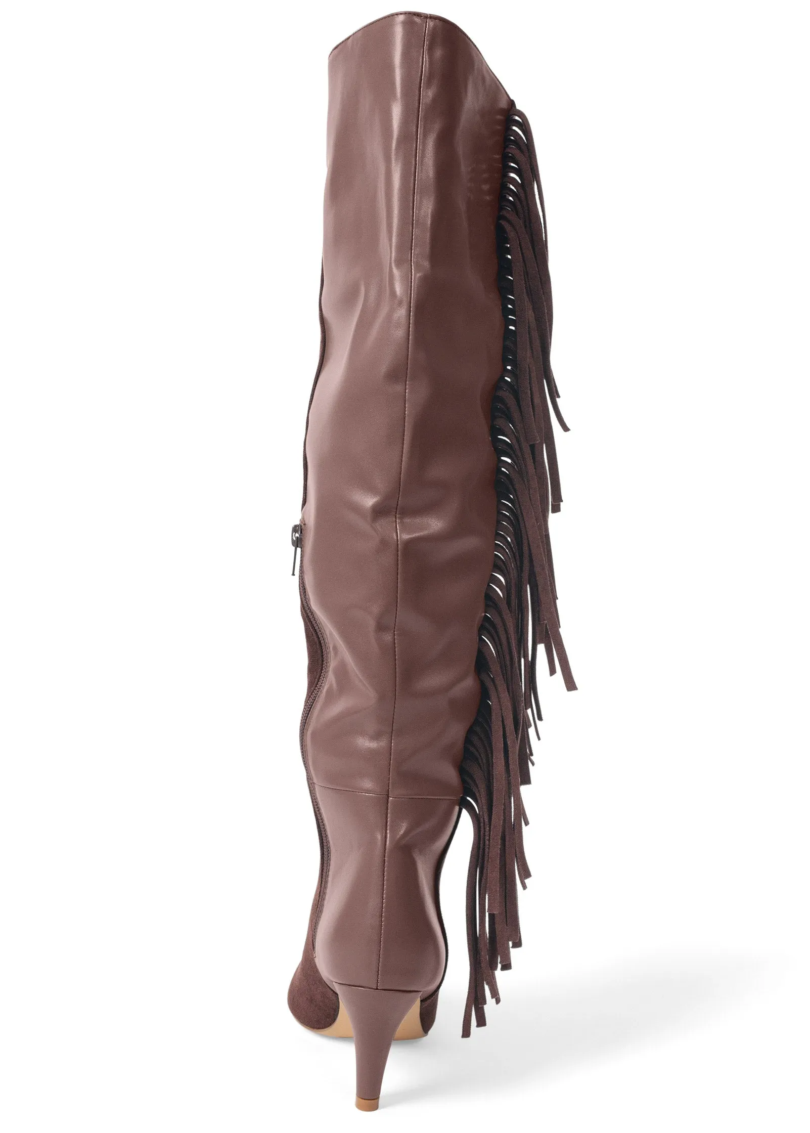 Faux-Suede Fringe Boots - Brown sold by VENUS product image thumbnail 4