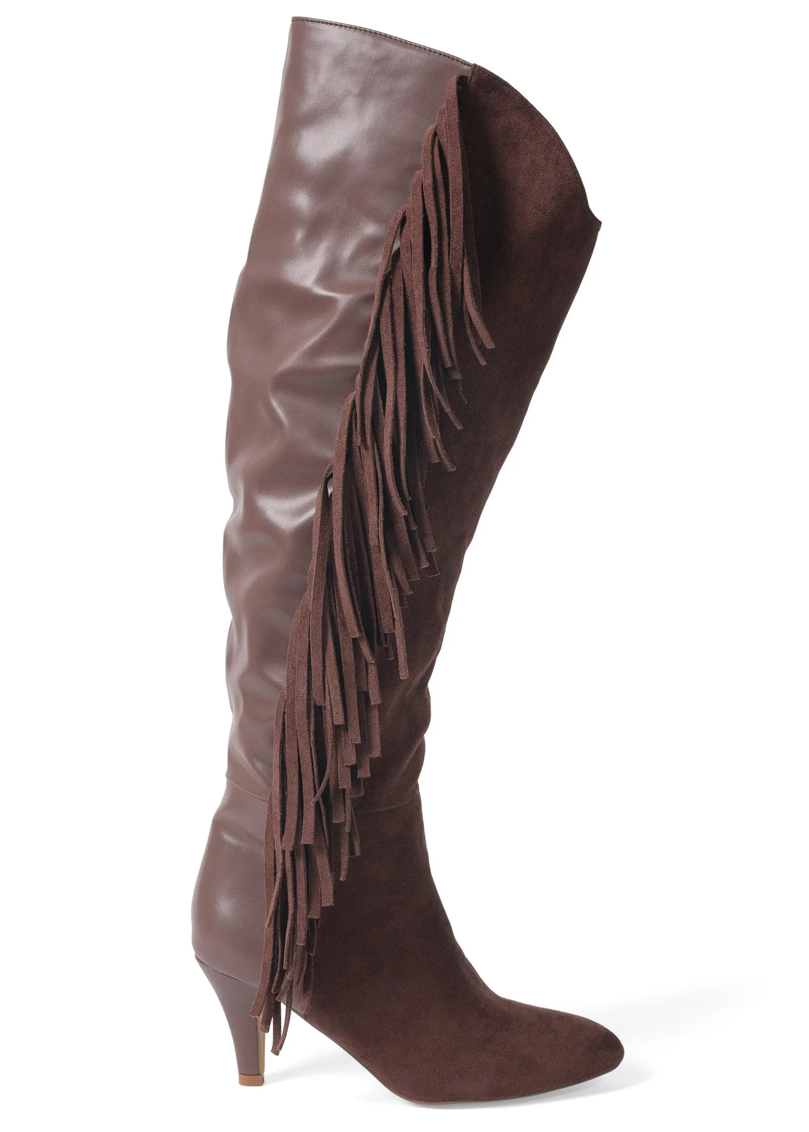 Faux-Suede Fringe Boots - Brown sold by VENUS product image thumbnail 2