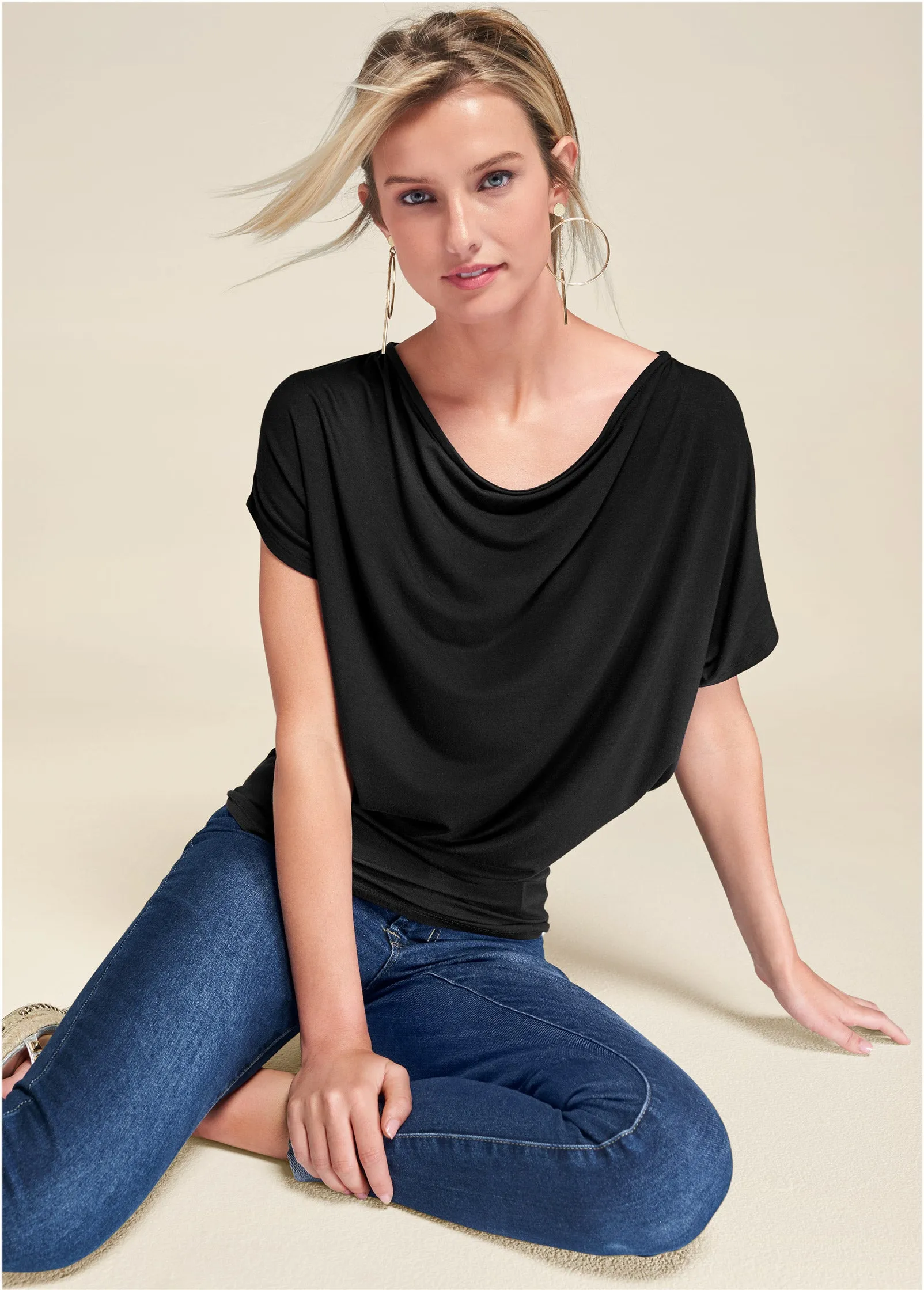 Basic Flounce Top - Black sold by VENUS product image thumbnail 2