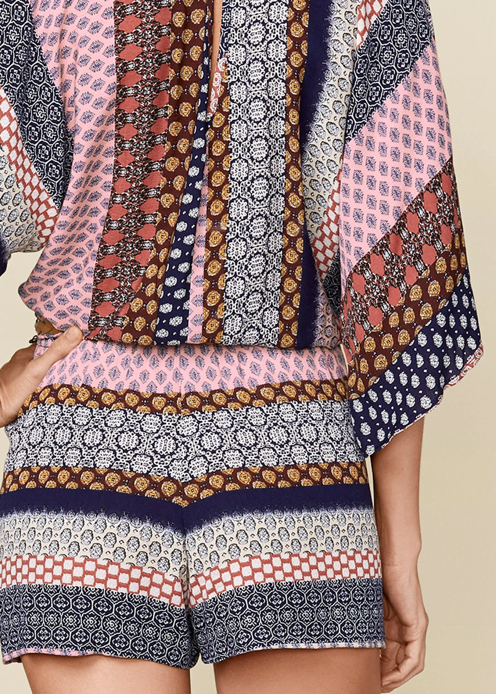 Mixed Print Romper - Navy Multi sold by VENUS product image thumbnail 5