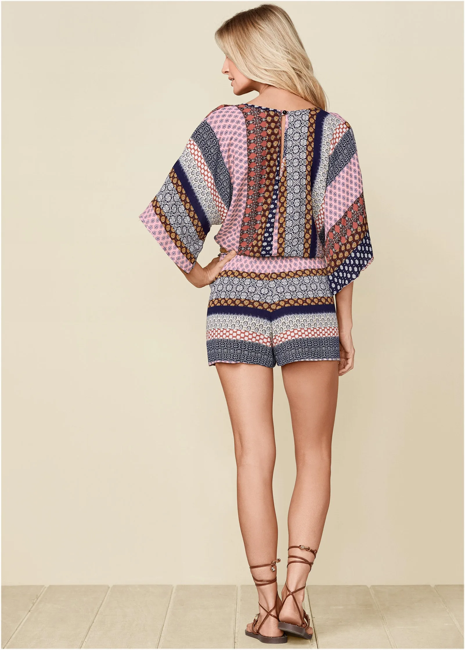 Mixed Print Romper - Navy Multi sold by VENUS product image thumbnail 3