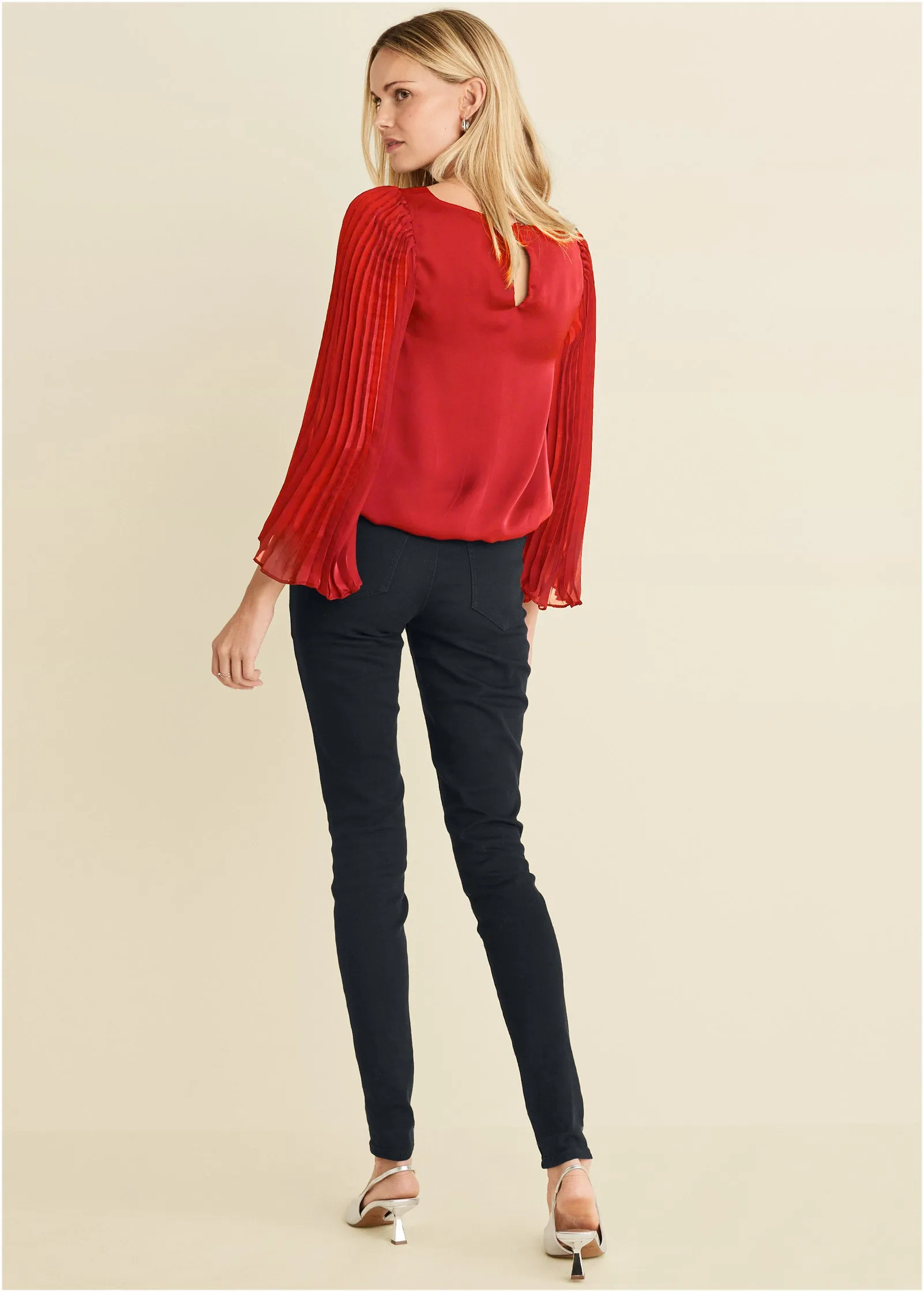 Pleated Sleeve Top - Red sold by VENUS product image thumbnail 2