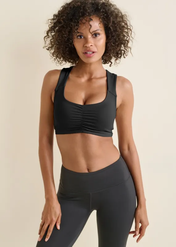 Ruched Cropped Sports Top - Black sold by VENUS