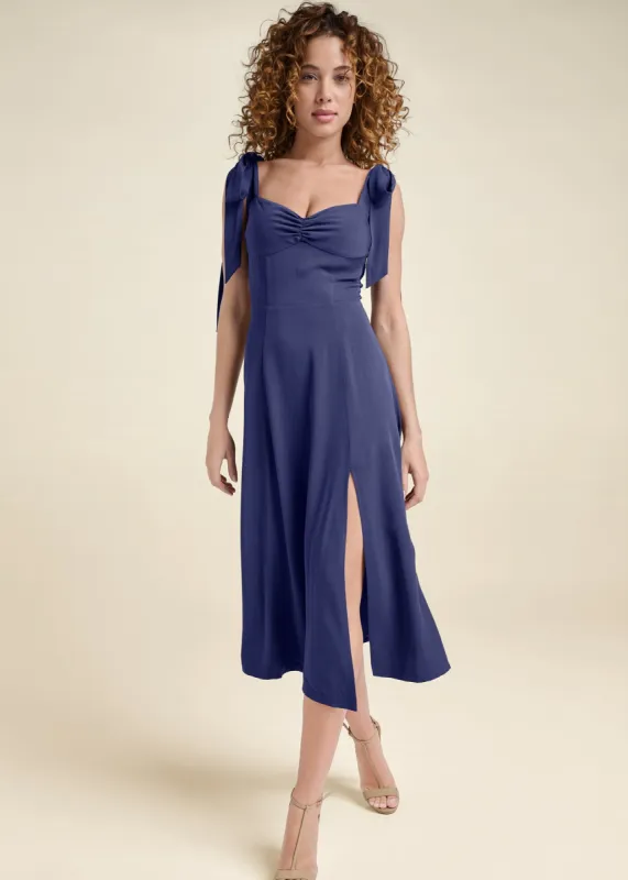 Tie Shoulder Midi Dress  - Skipper Blue made by VENUS