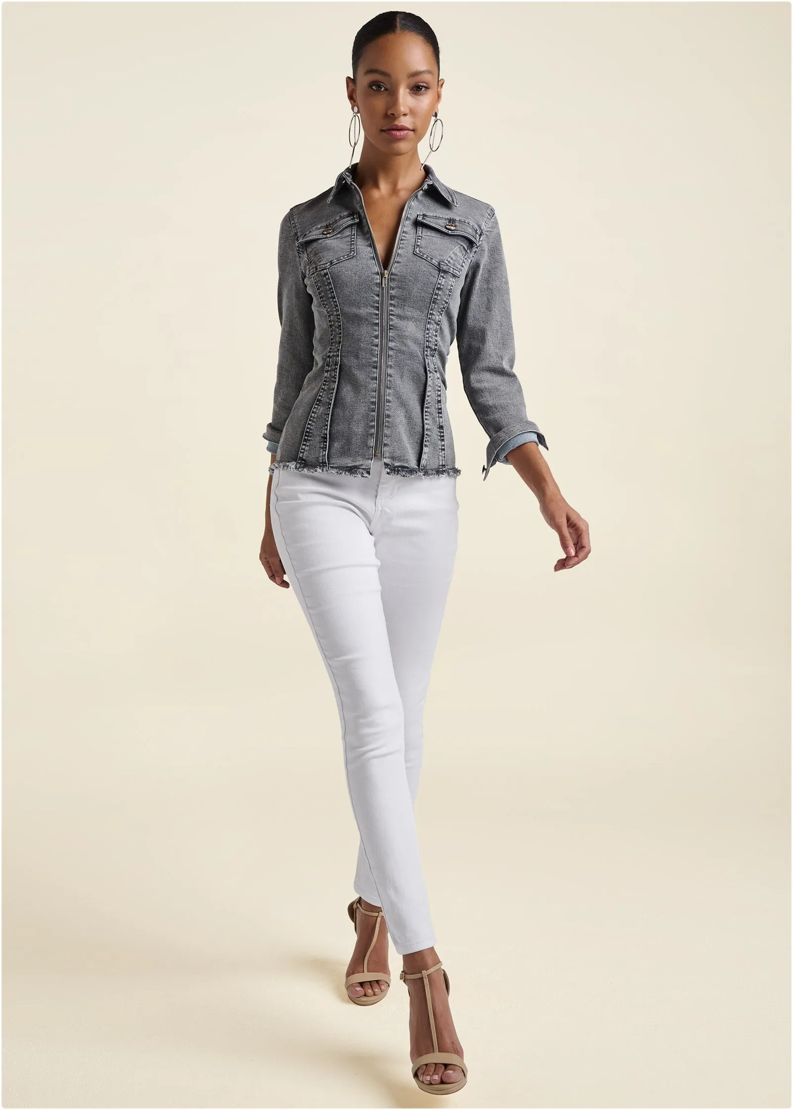 Lace-Up Back Denim Top - Grey Multi sold by VENUS product image thumbnail 3