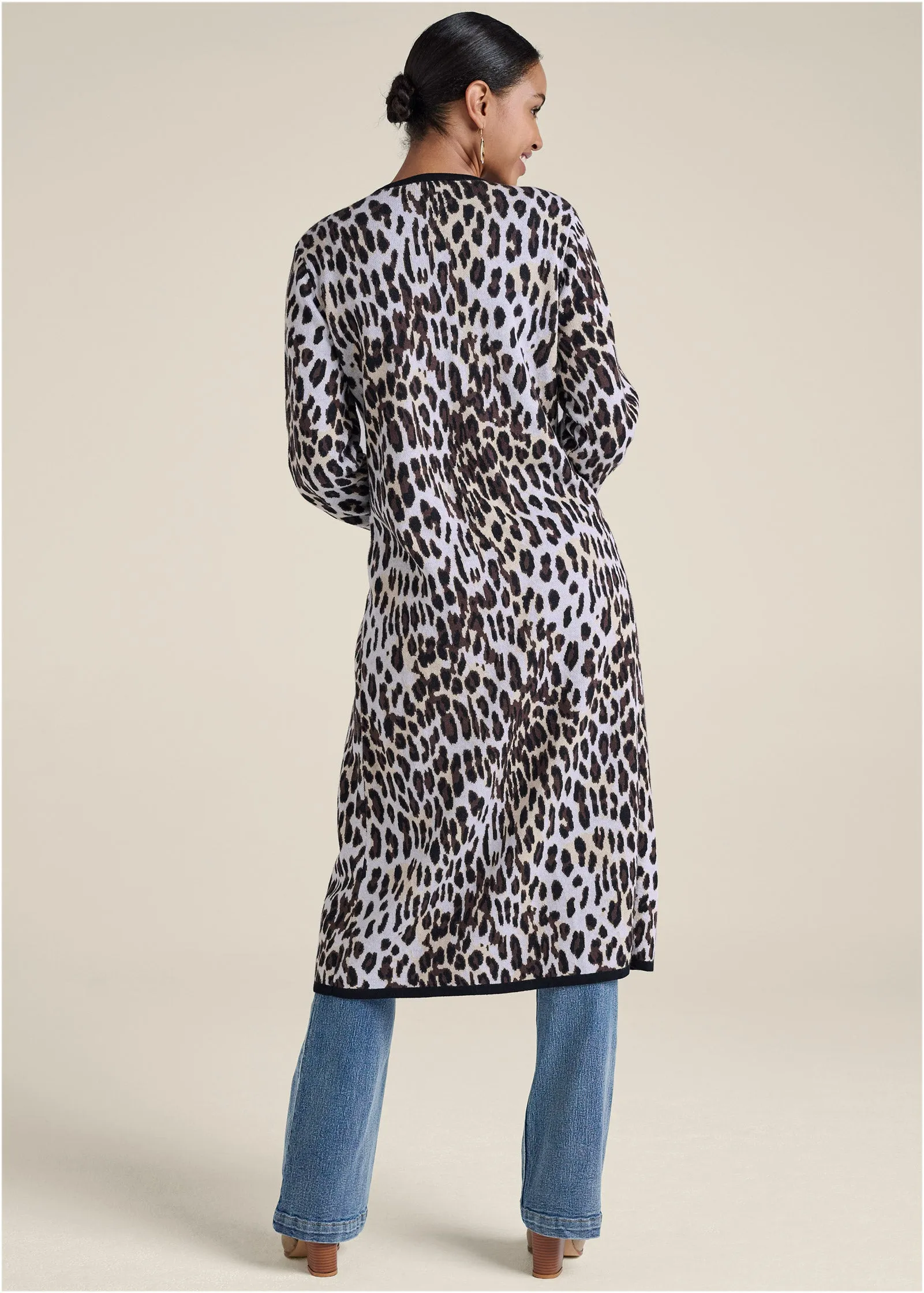 Snow Leopard Print Duster - White Multi sold by VENUS product image thumbnail 2