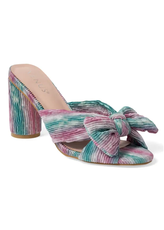 Lizzie Bow Block Heels - Purple Multi sold by VENUS