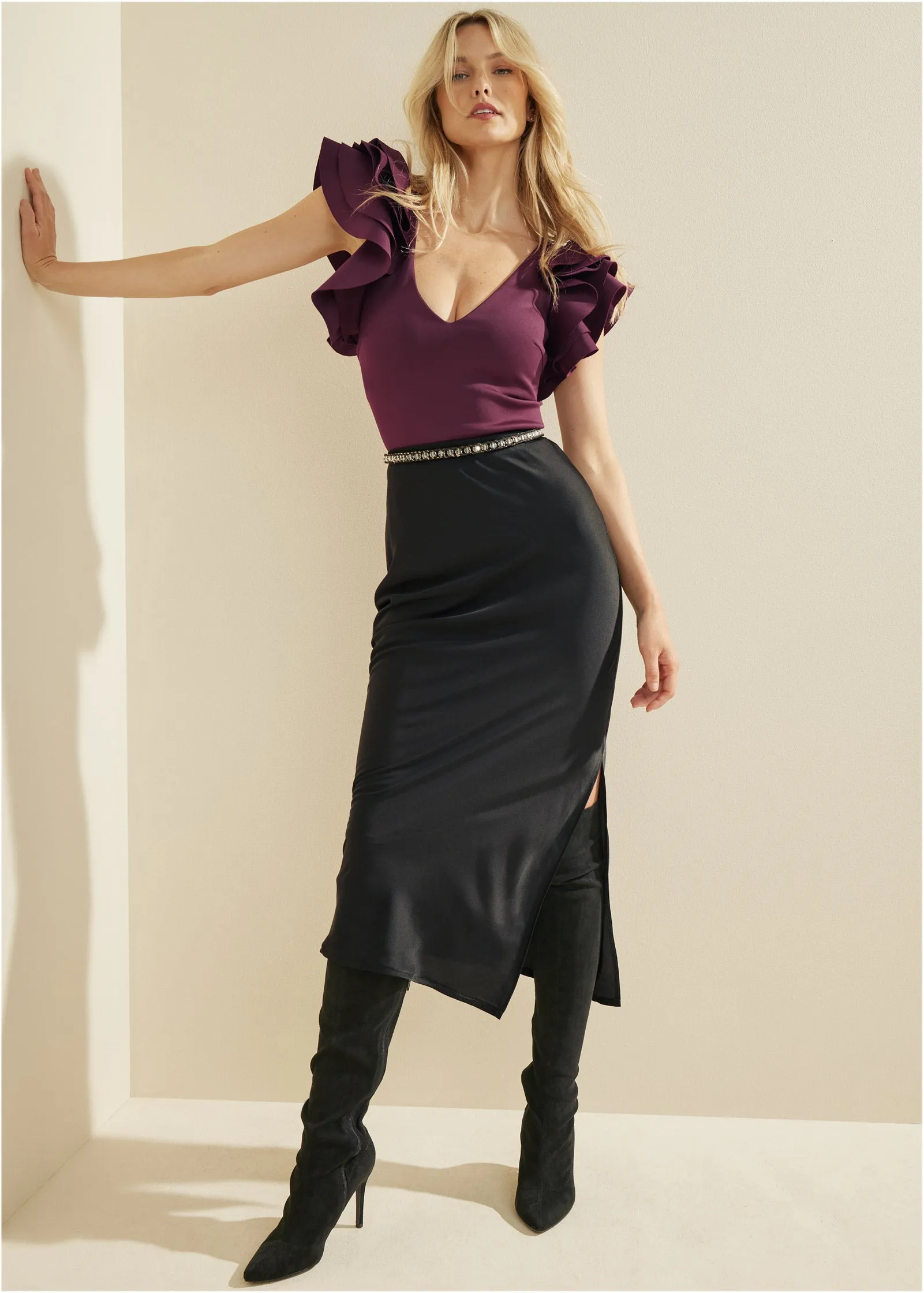 Suede Over The Knee Boots - Black sold by VENUS product image thumbnail 5