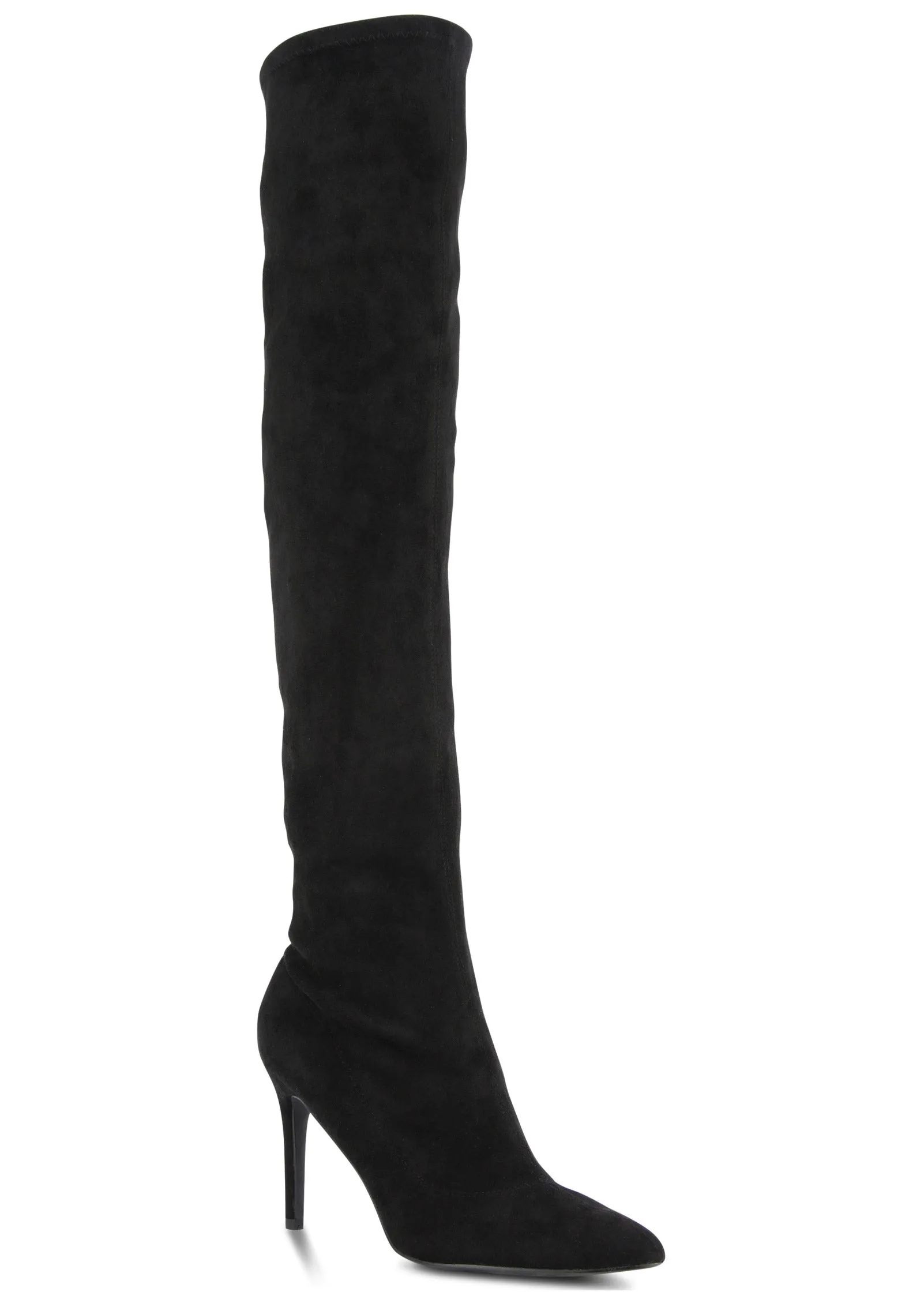 Suede Over The Knee Boots - Black sold by VENUS