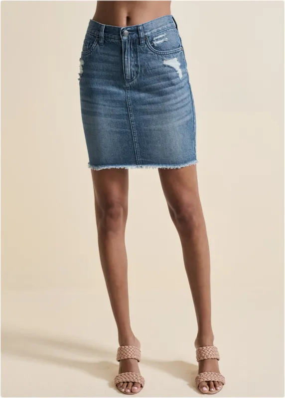 Denim Mini Skirt - Medium Wash made by VENUS