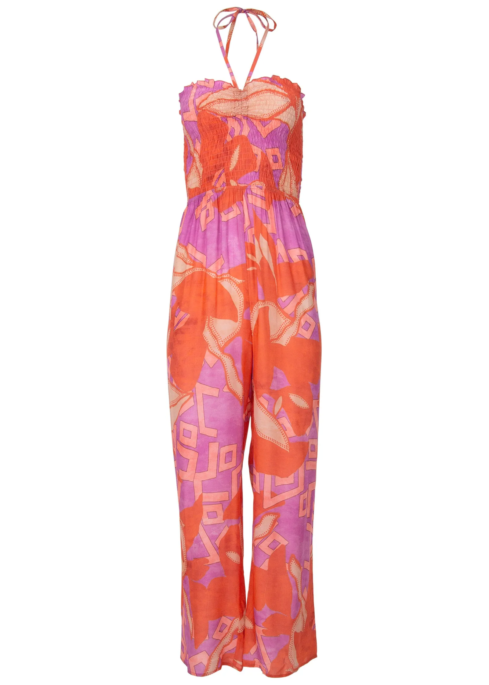 Smocked Printed Jumpsuit - Orange Multi sold by VENUS product image thumbnail 3