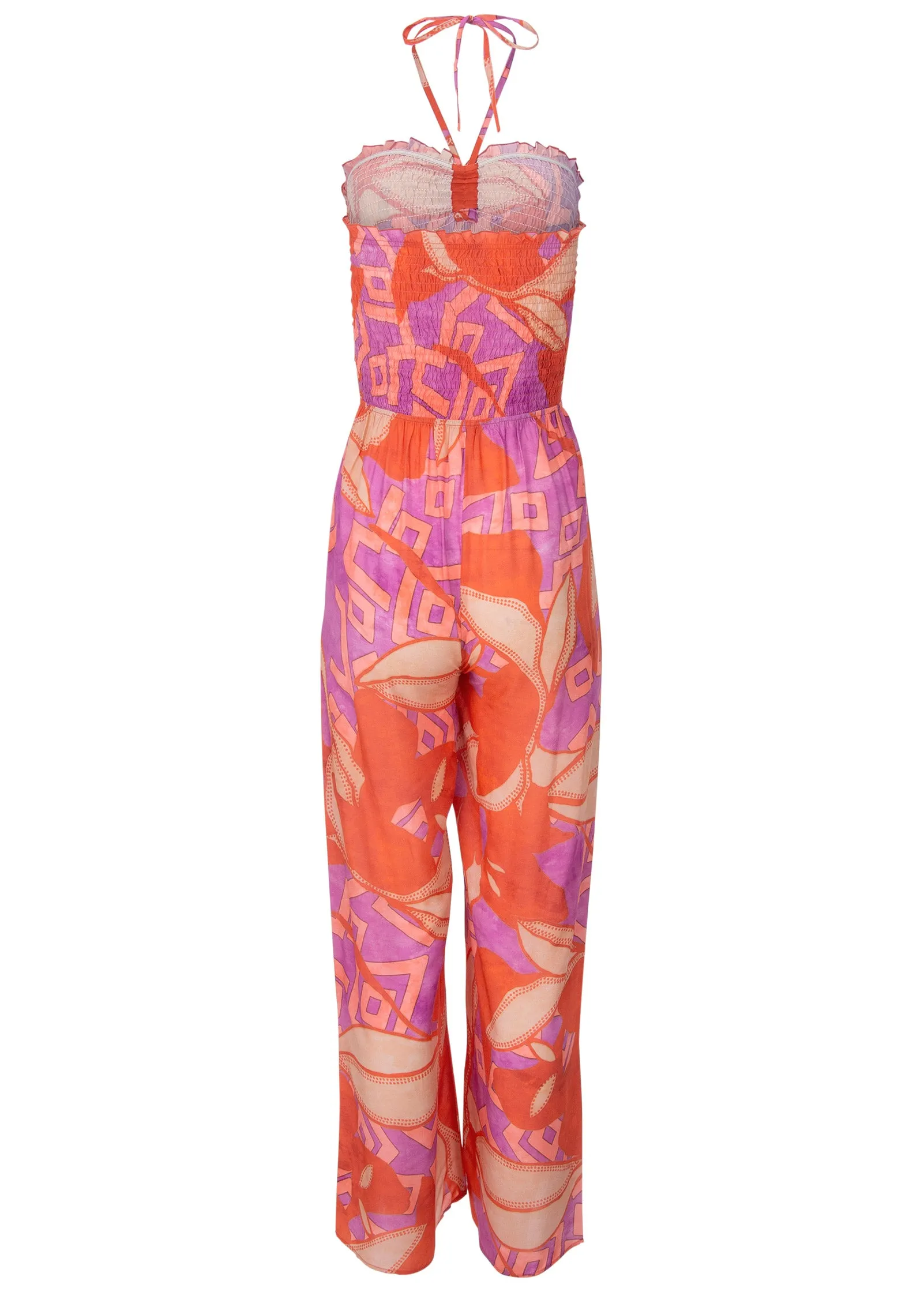 Smocked Printed Jumpsuit - Orange Multi sold by VENUS product image thumbnail 4