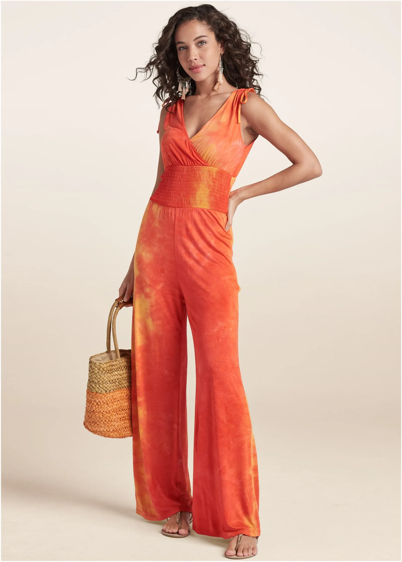 Desert Sunset Tie Dye Jumpsuit - Orange Multi sold by VENUS