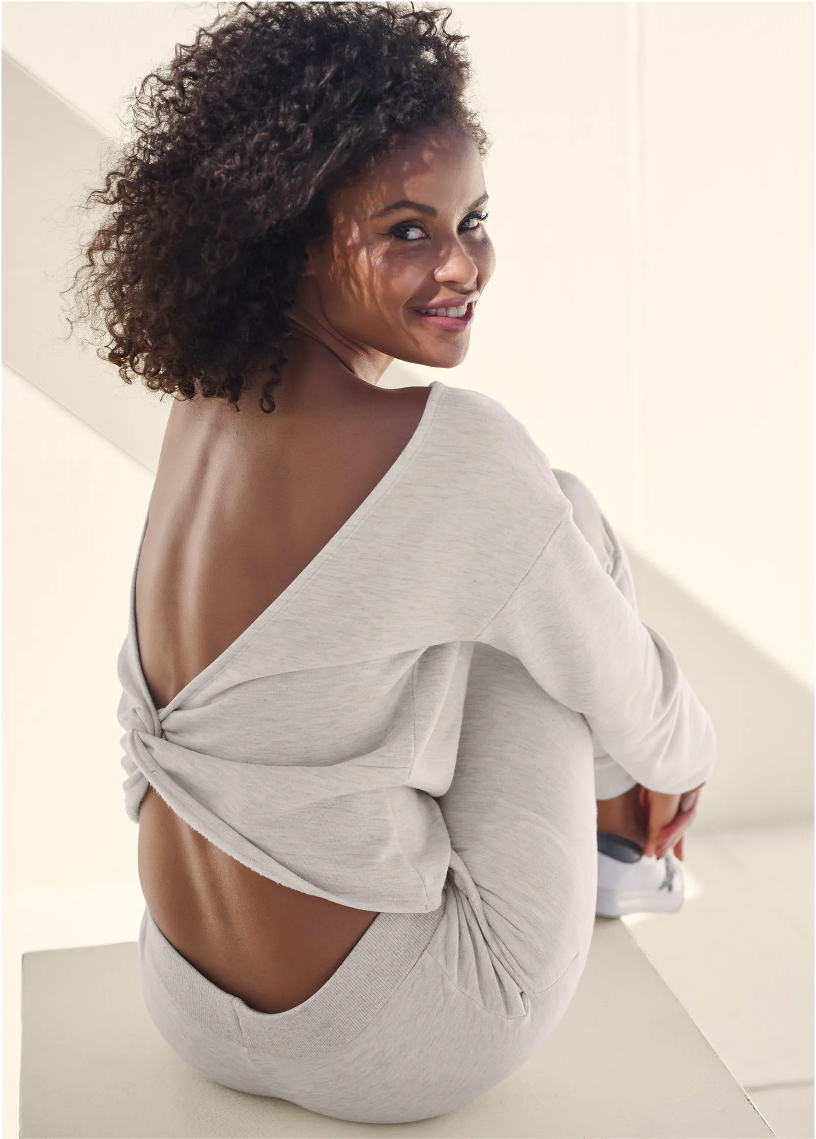 Knot-Back Top And Pants Set - Vanilla Heather sold by VENUS