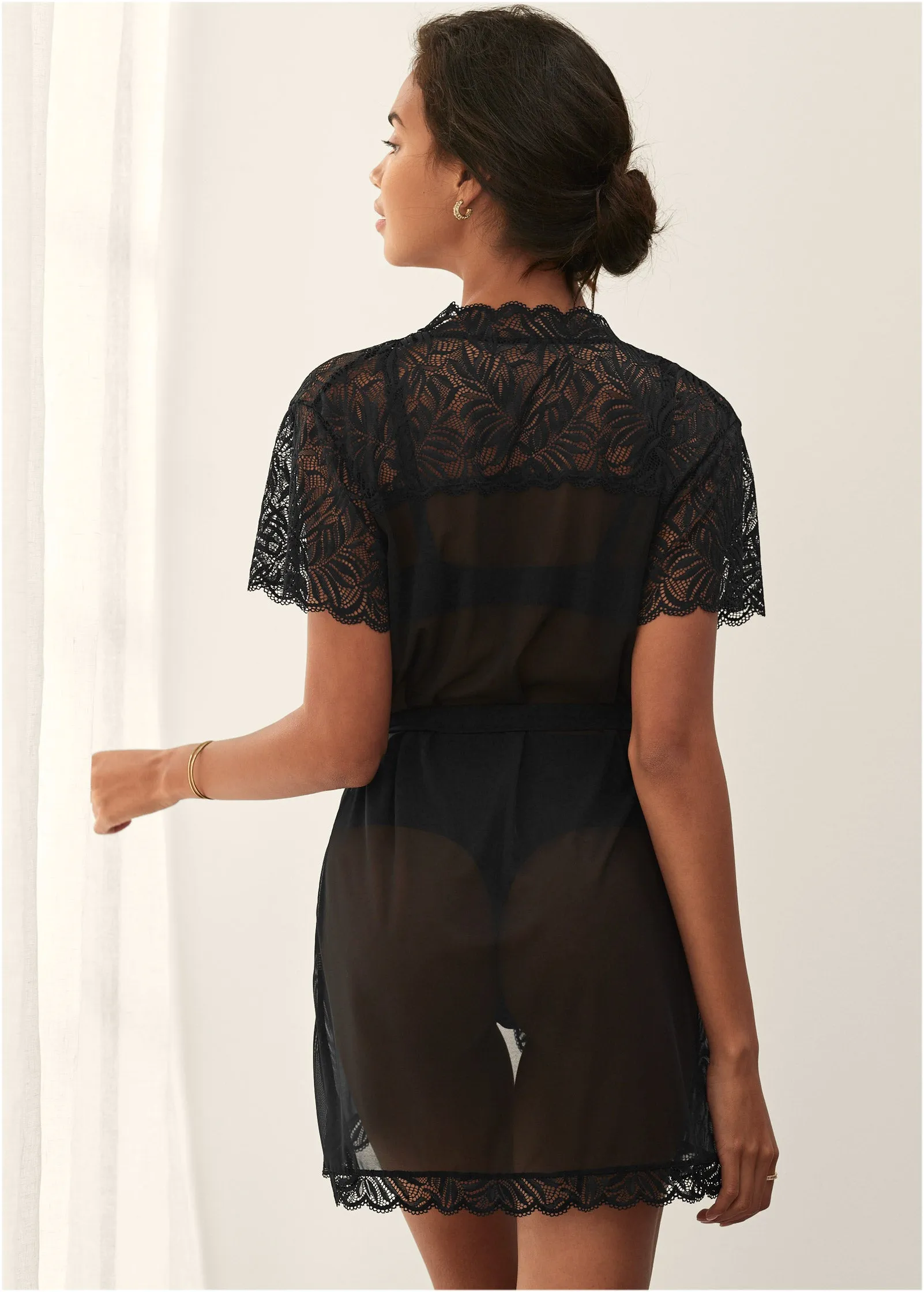 Lace Top Robe - Black sold by VENUS product image thumbnail 2