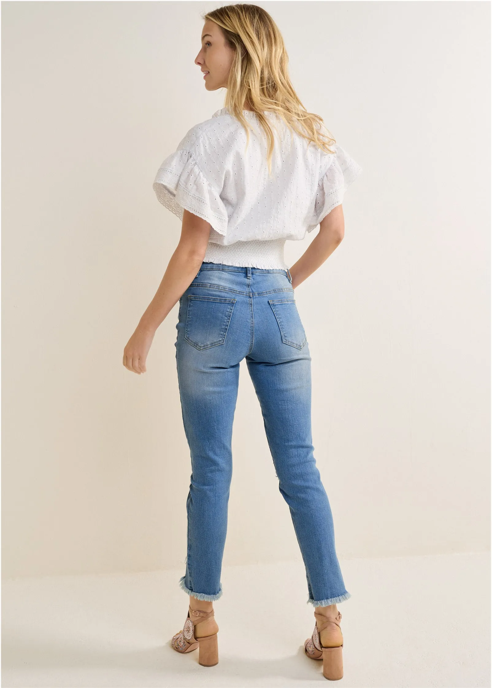 Eyelet Flutter Sleeve Top - Off White sold by VENUS product image thumbnail 3