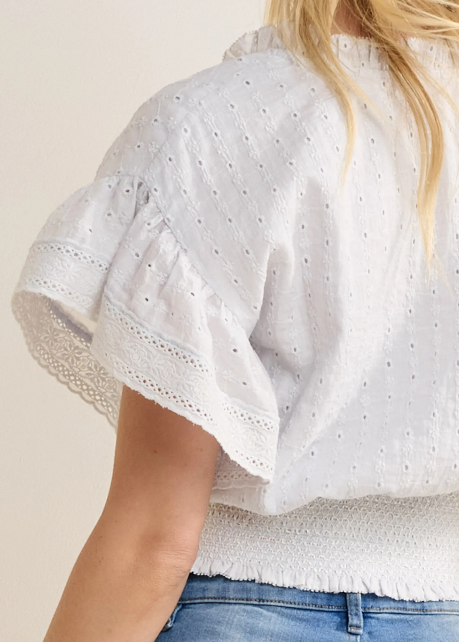Eyelet Flutter Sleeve Top - Off White sold by VENUS product image thumbnail 5