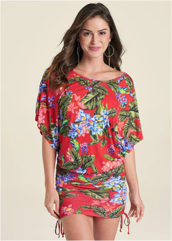 Banded Convertible Dress - Red Multi sold by VENUS