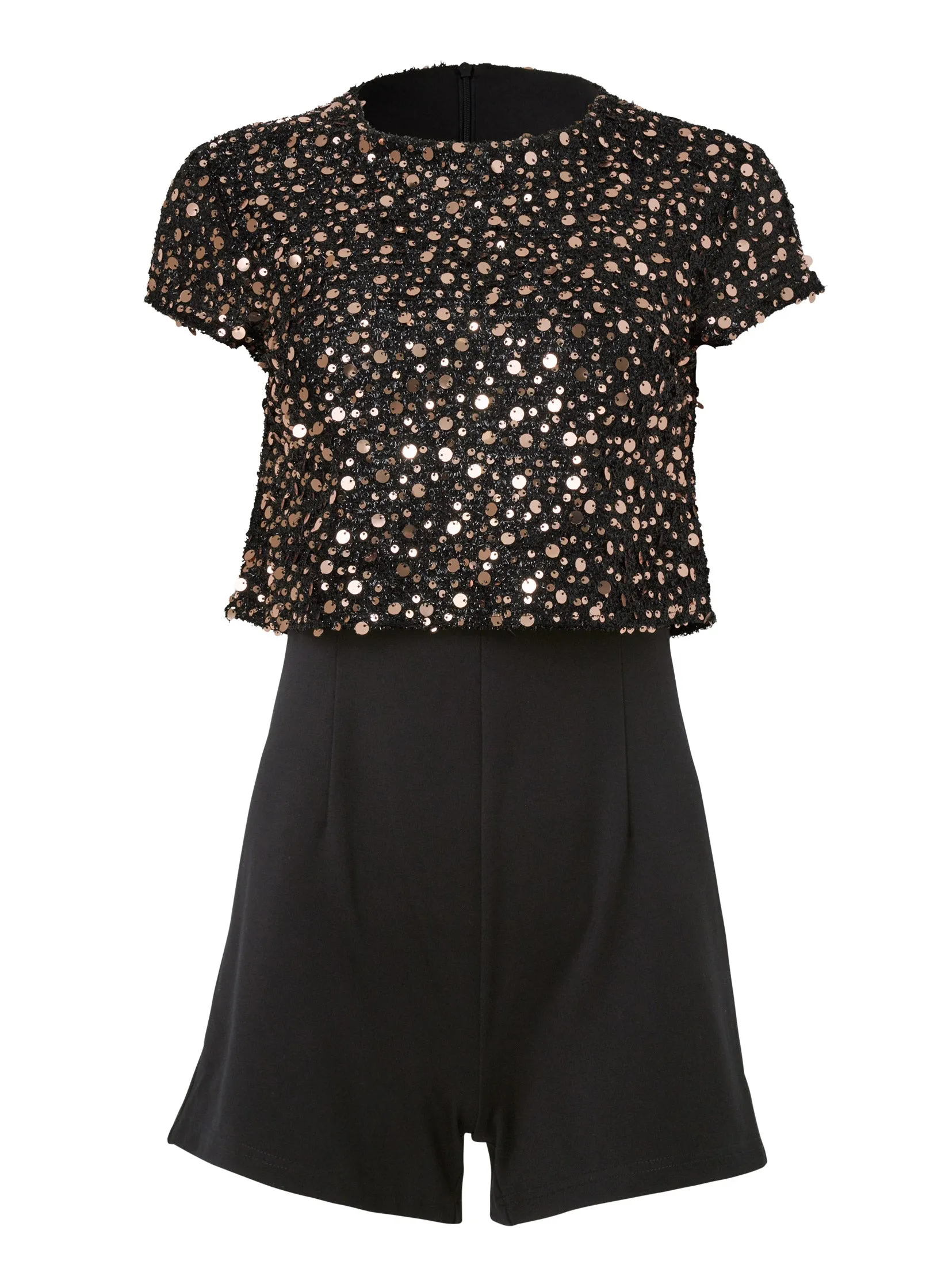 Sequin Short Sleeve Romper - Black & Gold sold by VENUS product image thumbnail 5