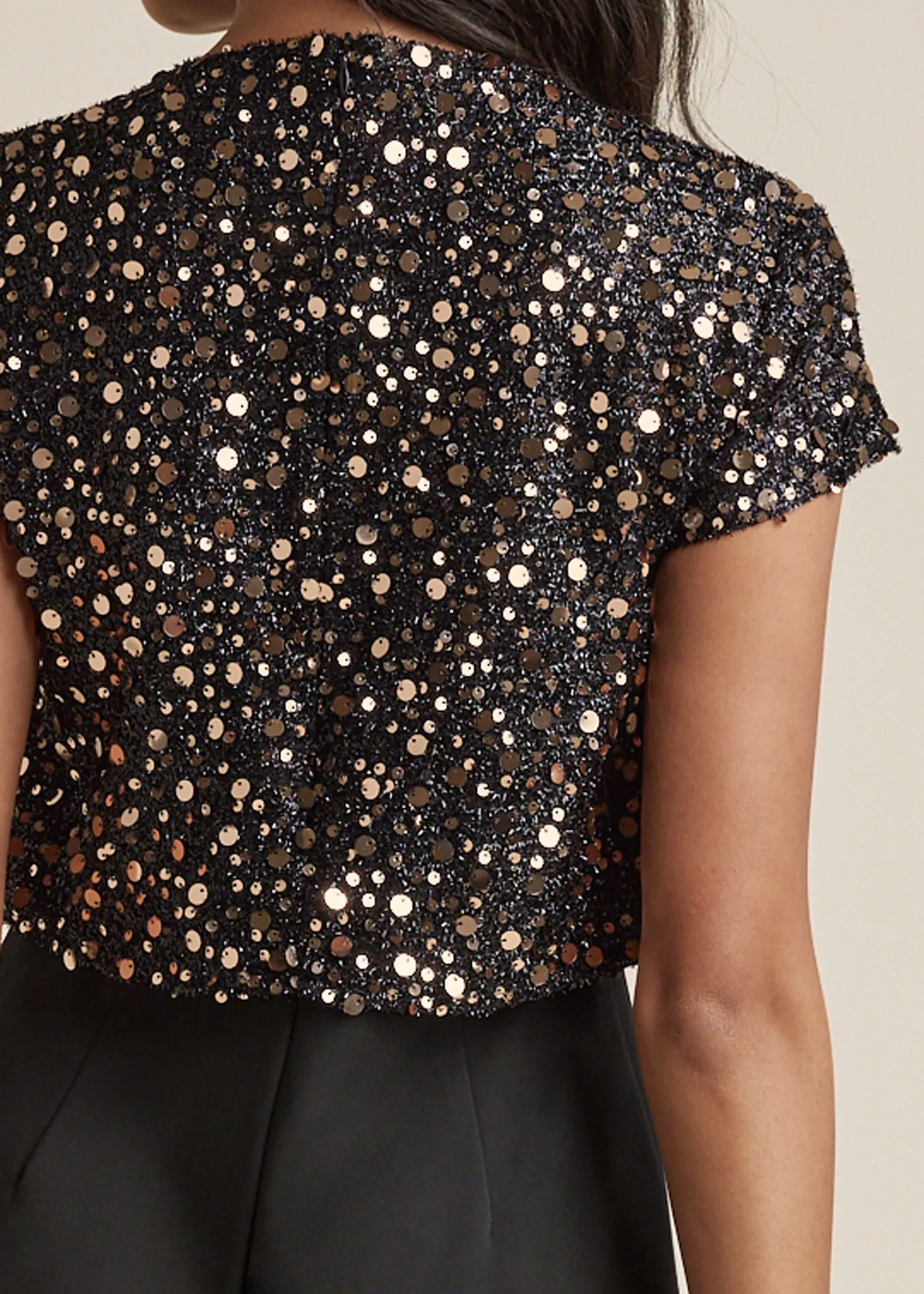 Sequin Short Sleeve Romper - Black & Gold sold by VENUS product image thumbnail 4